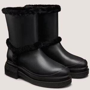 Stuart Weitzman Black Fur-Lined Winter Boots